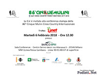 06.02.2018 Milano (BPM) - Conferenza Stampa di Presentazione della 86^ Cinque Mulini Cross Country Internazionale